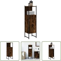Armoire de salle de bain chêne fumé 33x33x120,5 cm - Meuble De Salle De Bain - Armoire De Salle De Bain - Meuble Rangement Salle De Bain - Rangement
