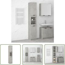 Tovbmup - The Living Store Armoire de salle de bain gris béton 32x34x188,5 cm - Meuble De Salle De Bain - Armoire De Salle De Bain - Rangement Salle
