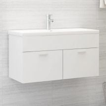 The Living Store - Meuble sous lavabo vasque avec lavabo intégré Blanc Aggloméré 29720