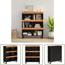 The Living Store - Armoire latérale 85x33x107 cm bois massif d'acacia - Tablette De Nuit Industrielle - Table De Chevet Acacia - Meuble De Chambre