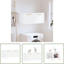 The Living Store Armoire murale blanc 80x36,5x35 cm bois d'ingénierie - Armoire Murale - Meuble Mural - Rangement Mural - Étagère Murale - Placard