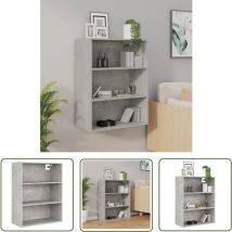 The Living Store Armoire murale suspendue Gris béton 69,5x32,5x90 cm - Armoire Murale - Buffet Suspendu - Meuble Rangement - Étagère Murale