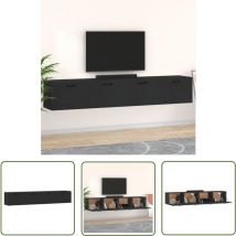 Bonnevie - The Living Store Armoires murales 2 pcs Noir 100x36,5x35 cm Bois d'ingénierie - Armoire Murale - Armoire Flottante - Rangement Mural