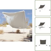 The Living Store - Auvent de plage avec ancres de sable gris 214x236 cm - Tente De Plage - Parasol De Plage - Ombre Solaire - Abri De Plage