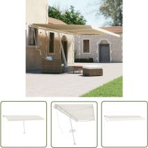 Abcrital - The Living Store Auvent manuel rétractable sur pied 600x300 cm Crème - Auvent Retractable - Pergola Bioclimatique - Abri Soleil - Stores