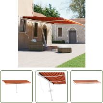Abcrital - The Living Store Auvent manuel rétractable sur pied 600x300 cm Orange et marron - Auvent Retractable - Parasol - Abri Solaire - Protection