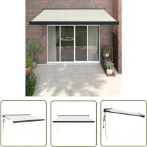 The Living Store - Auvent rétractable crème 3,5x2,5 m tissu et aluminium - Store Véranda - Auvent Extensible - Parasol Mural - Protection Solaire