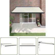 The Living Store - Auvent rétractable crème 4,5x3 m tissu et aluminium - Store Véranda - Abri Solaire - Pergola Extensible - Protection Solaire