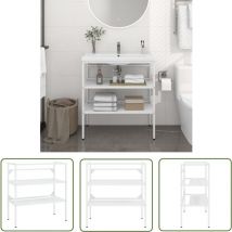 Devenirriche - The Living Store Badezimmer Waschtischgestell Weiß 79x38x83 Cm Eisen - Badezimmermöbel - Waschtischgestell - Eisen - Weißes Badezimmer 