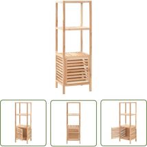 The Living Store Badezimmerschrank Massivholz Walnuss 39,5x35,5x123 cm - Badschränkchen - Holzmöbel - Walnussschrank - Badezimmerregal - Stauraum