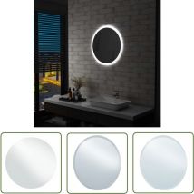 The Living Store Badezimmerspiegel mit led 60 cm - LED-Spiegel - Badezimmerspiegel - Spiegelschrank - Rundes Badezimmermöbel - Silberner Spiegel