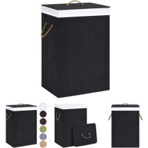 Niceone - The Living Store Bambus-Wäschekorb mit 1 Fach Schwarz - Wäschekörbe - Schwarz