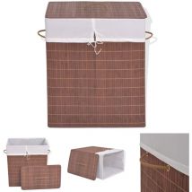 The Living Store Bambus-Wäschekorb Rechteckig Braun - Wäschekörbe - Braun