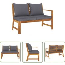 Triomphe - The Living Store Banc de jardin 114,5 cm avec coussin gris foncé Bois d'acacia - Banc De Jardin - Mobilier De Jardin - Chaise Longue