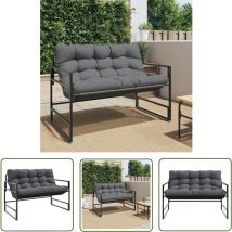 The Living Store Banc de jardin avec coussin anthracite 113 cm acier - Banc De Jardin - Meuble De Jardin - Fauteuil De Jardin - Assise Extérieure
