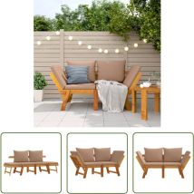 The Living Store - Banc de jardin avec coussins 2 en 1 bois d'acacia massif - Banc De Jardin - Meuble De Jardin - Siège De Jardin - Banc Pliable