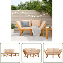 The Living Store - Banc de jardin avec coussins 2 en 1 bois d'acacia massif - Banc De Jardin - Meuble De Jardin - Siège De Jardin - Banc Pliable