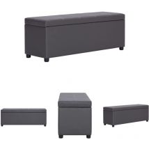 The Living Store Bank mit Staufach 116 cm Grau Kunstleder - Truhen- & Flurbänke - Grau