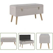 The Living Store Bank mit Stauraum 80 cm Grau Samt - Sitzbank - Samtbank - Flürobank - Beistelltisch - Dekoration
