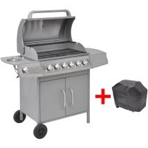 The Living Store - Barbecue à gaz 6 + 1 zone de cuisson Argenté Argent