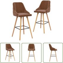Barhocker 2 Stk. Braun Samt - Samt Sessel - Barhocker - Küchenstuhl - Wohnzimmerstuhl - Buchenholzsitz - The Living Store