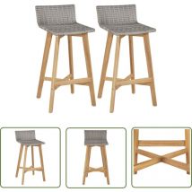 The Living Store Barhocker 2 Stk. Massivholz Akazie - Holz Barhocker - Gartenstühle - Akaziengartenmöbel - Outdoor Möbel - Balkonmöbel