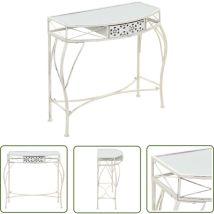 Beistelltisch Französischer Stil Metall 82x39x76 cm Weiß - Beistelltisch - Französischer Stil - Metallmöbel - Glastisch - Wohnzimmerstil - The Living