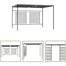 Longziming - The Living Store Belvédère avec auvent rétractable 4x3x2,3 m Anthracite 180 g/m² - Abri Extérieur - Gazebo - Parasol - Tente De Jardin