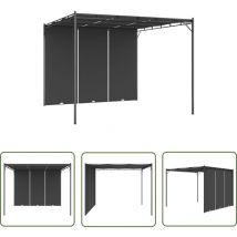 The Living Store - Belvédère de jardin avec rideau latéral 3x3x2,25 m Anthracite - Abris De Jardin - Auvent De Jardin - Gazebo - Parasol - Abri