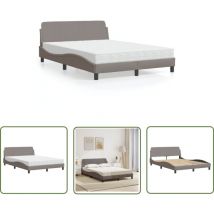 The Living Store - Bett mit Matratze Taupe 140x190 cm Stoff - Doppelbett - Boxspringbetten - Lattenrost - Bettsofa - Wohnraumgestaltung