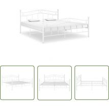 The Living Store Bett Weiß Metall 140x200 Cm - Metallbett - Doppelbett - Weißes Bett - Boxspringbetten - Bettgestell