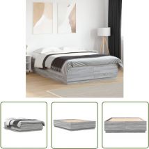 The Living Store - Bettgestell Grau Sonoma 160x200 cm Holzwerkstoff - Holzbettfassungen - Bettsystem - Doppelbett - Massivholzbette - Modernes Bett