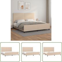 The Living Store Bettgestell mit Kopfteil Cappuccino-Braun 200x200 cm Kunstleder - Bettgestell - Bettrahmen - Doppelbett - Kunstleder