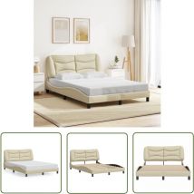 Bettgestell ohne Matratze Creme 120x200 cm Stoff - Bettsofa - Schlafzimmermöbel - Boxspringbetten - Doppelbett - Cremefarbenes Bett - The Living Store