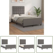 Bettgestell ohne Matratze Grau 120x190 cm Kunstleder - Bettes Gestell - Holzbettfundament - Lattenrost - Doppelbett - Boxspringbett - The Living Store