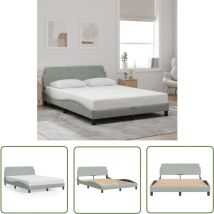The Living Store - Bettgestell ohne Matratze Hellgrau 140x200 cm Samt - Samtbett - Doppelbett - Boxspringbetten - Bettsofa - Himmelbett