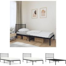 The Living Store Bettgestell mit Kopfteil Metall Schwarz 90x200 cm - Betten & Bettgestelle - Schwarz