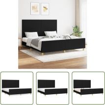 The Living Store Bettgestell ohne Matratze Schwarz 160x200 cm Stoff - Bettsofa - Boxspringbetten - Doppelbett - Lattenrost - Massivholzbette