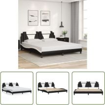 Bettgestell mit Kopfteil Schwarz und Weiß 180x200 cm Kunstleder - Bettsystem - Doppelbett - Boxspringbetten - Schlafzimmermöbel - Möbel Online Kaufen