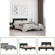 Bettgestell Schwarz 140x200 cm Holzwerkstoff und Metall - Schlafzimmermöbel - Bettgestell - Doppelbett - Massivholzbette - Schwarzes Bett - The