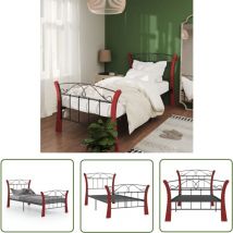 The Living Store Bettgestell Schwarz Metall 90x200 cm - Bettgestell - Holzrahmen - Metallbett - Singlebetten - Doppelbett