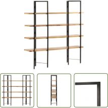 Tovbmup - The Living Store Bibliothèque à 4 niveaux 160x35x160 cm Bois de manguier massif - Bibliothèque Industrielle - Bibliothèque Design