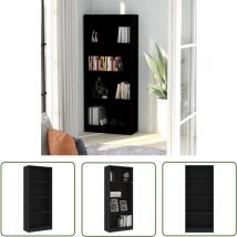 Longziming - The Living Store Bibliothèque à 4 niveaux Noir 60x24x142 cm Bois d'ingénierie - Bibliothèque - Bibliothèque Moderne - Étagère Ouverte