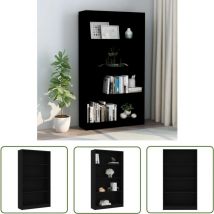 Longziming - The Living Store Bibliothèque à 4 niveaux Noir 80x24x142 cm Bois d'ingénierie - Bibliothèque - Étagère - Meuble De Rangement - Mobilier