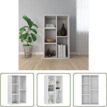 The Living Store Bibliothèque/buffet blanc brillant 50x25x80cm Bois d'ingénierie - Bibliothèque Blanche - Bibliothèque Moderne - Étagère Murale