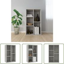 Longziming - The Living Store Bibliothèque/Buffet Gris béton 50x25x80 cm Bois d'ingénierie - Bibliothèque - Étagère - Rangement - Mobilier - Maison