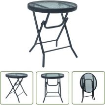 The Living Store - Table de bistro Noir 40x46 cm Acier et verre - Table De Bistro - Table Pliante - Table De Jardin - Meubles De Jardin - Table