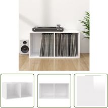 Boîte de rangement de vinyles Blanc brillant 71x34x36 cm - Boîte De Rangement Vinyl - Meuble Rangement Disque Vinyle - Rangement Lp - Boitier Vinyle