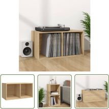 Boîte de rangement de vinyles Chêne sonoma 71x34x36 cm - Boîte De Rangement Vinyle - Rangement Disque Vinyle - Meuble Rangement Vinyl - Boîtier