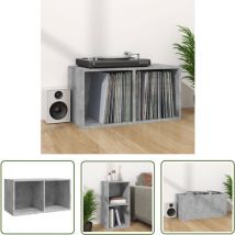 The Living Store Boîte de rangement de vinyles Gris béton 71x34x36 cm - Boîte De Rangement Vinyl - Rangement Disque Vinyle - Meuble Rangement Vinyle